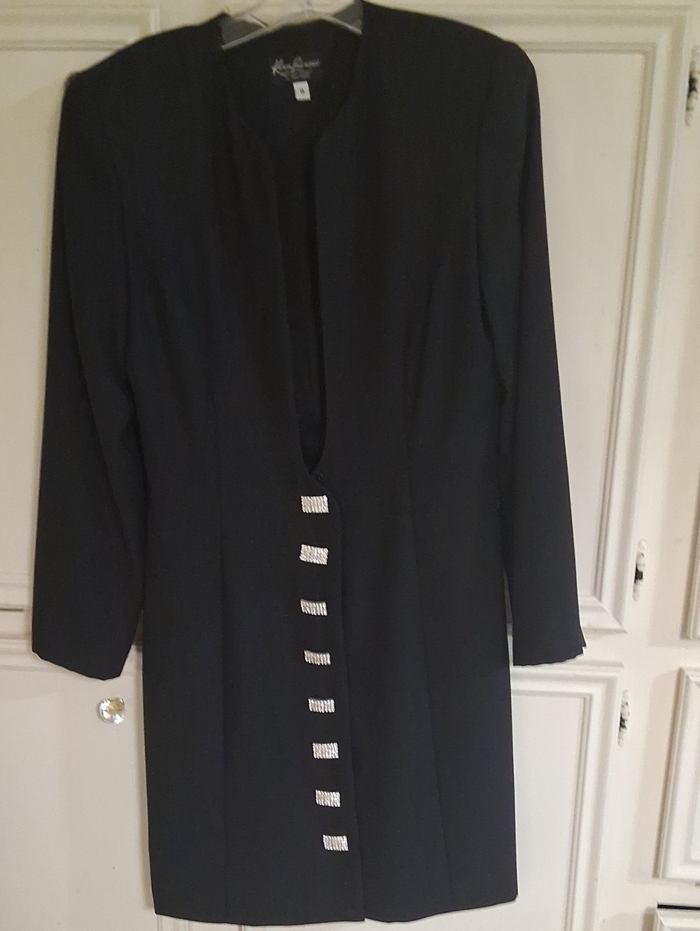 Karen Laurence Black Long-Sleeve Dress with Rhinestone Accents